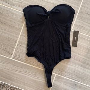 Black strapless bodysuit